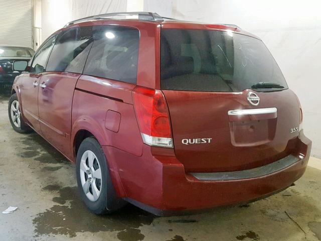 5N1BV28U37N124947 - 2007 NISSAN QUEST S MAROON photo 3