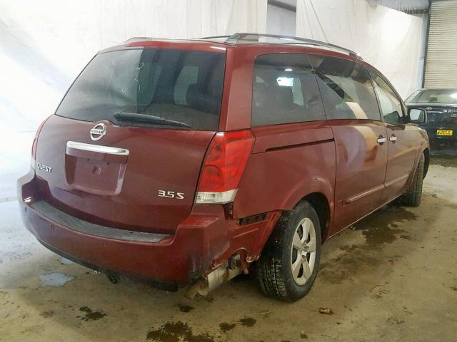 5N1BV28U37N124947 - 2007 NISSAN QUEST S MAROON photo 4