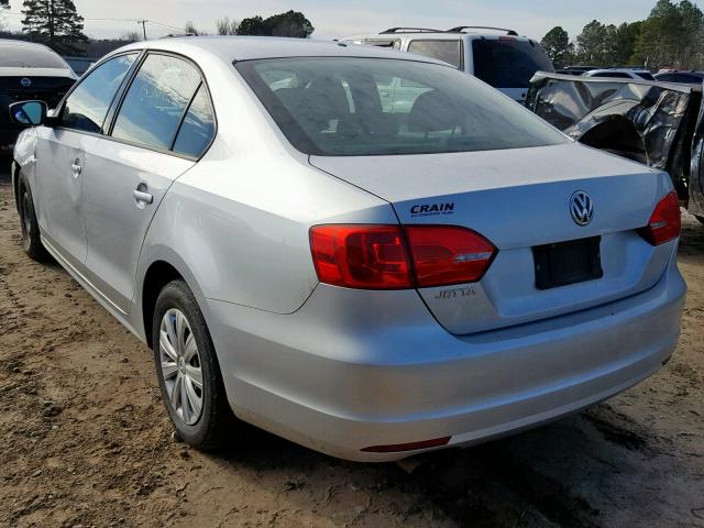 3VW2K7AJ3CM316090 - 2012 VOLKSWAGEN JETTA BASE SILVER photo 3