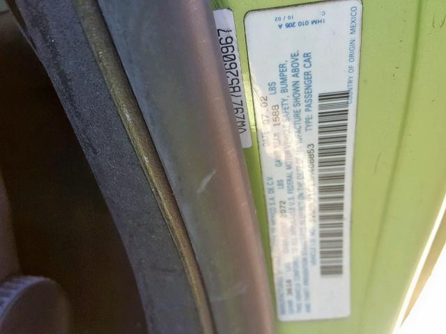 3VWBK21C13M408853 - 2003 VOLKSWAGEN NEW BEETLE 绿色 照片 10