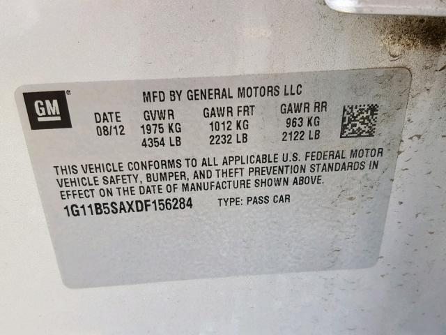 1G11B5SAXDF156284 - 2013 CHEVROLET MALIBU LS Gümüş foto 10