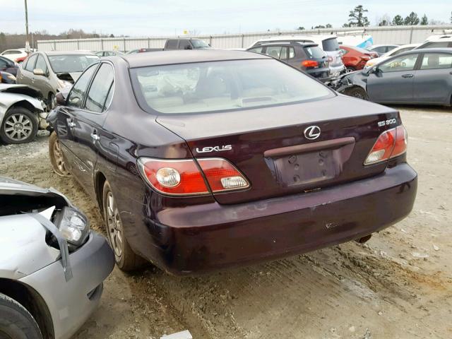 JTHBF30G120058075 - 2002 LEXUS ES 300 BURGUNDY photo 3