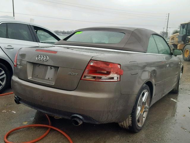 WAUAF48H28K004567 - 2008 AUDI A4 2.0T CA CHARCOAL photo 4