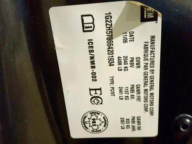 1G2ZH578664201934 - 2006 PONTIAC G6 GT GRAY photo 10