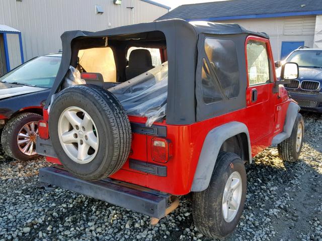 1J4FA39S06P750442 - 2006 JEEP WRANGLER X RED photo 4