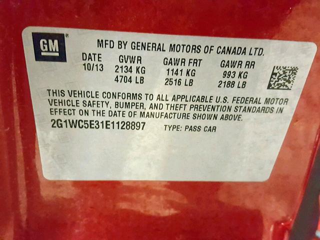 2G1WC5E31E1128897 - 2014 CHEVROLET IMPALA LIM RED photo 10