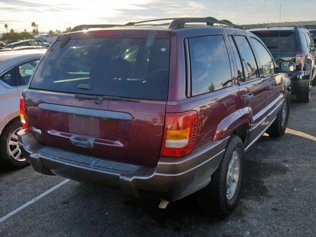 1J4G258S7XC625204 - 1999 JEEP GRAND CHER BURGUNDY photo 4