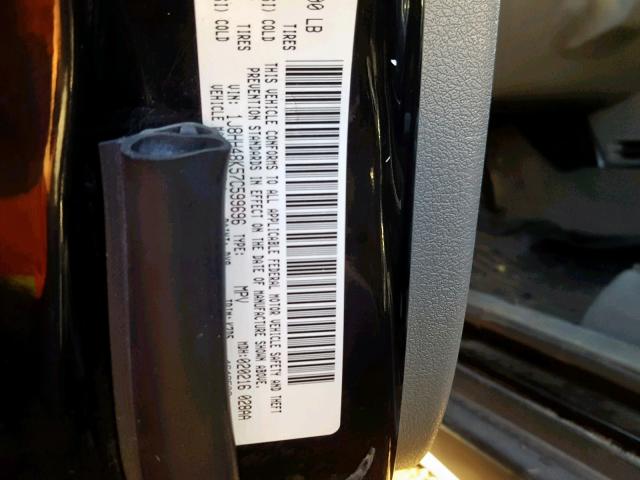 1J8HH48K57C599696 - 2007 JEEP COMMANDER BLACK photo 10