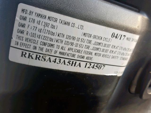 RKRSA43A5HA124507 - 2017 YAMAHA YW50 F BLACK photo 10