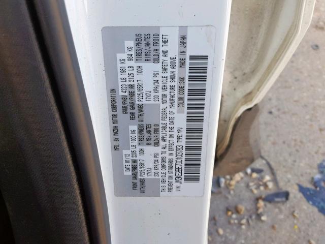 JM3KE2BE7D0103783 - 2013 MAZDA CX-5 SPORT WHITE photo 10