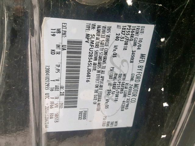 5LMFU28545LJ06816 - 2005 LINCOLN NAVIGATOR 黑色 照片 10