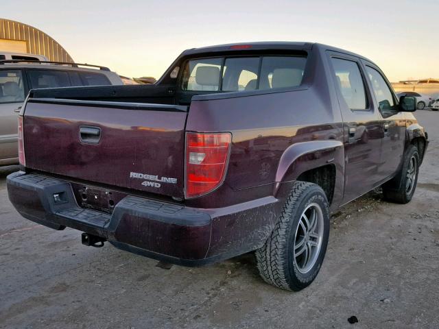 5FPYK16219B105230 - 2009 HONDA RIDGELINE PURPLE photo 4