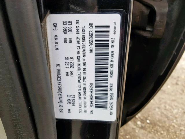 2C3HE66G64H637279 - 2004 CHRYSLER 300M BLACK photo 10