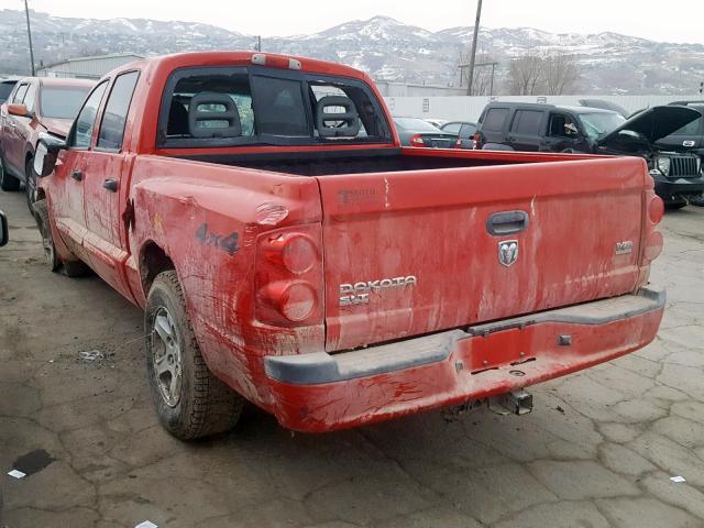 1D7HW48N95S167466 - 2005 DODGE DAKOTA QUA RED photo 3