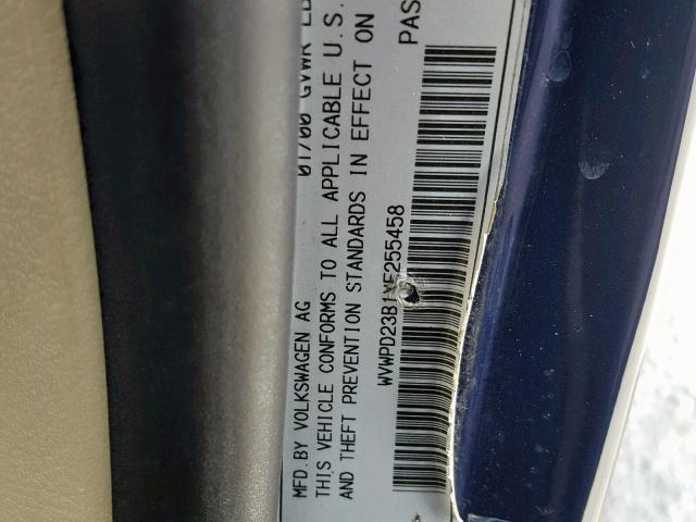 WVWPD23B1YE255458 - 2000 VOLKSWAGEN PASSAT GLX Mavi foto 10