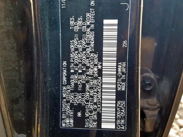 JTLKT334864054264 - 2006 TOYOTA SCION XB Қара фото 10