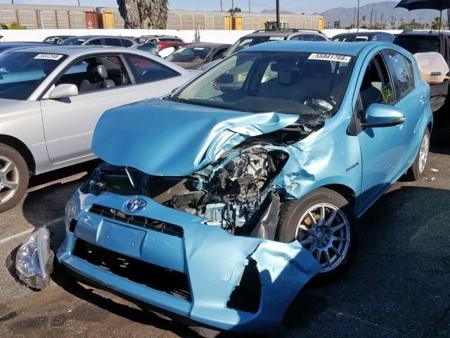 JTDKDTB38E1072314 - 2014 TOYOTA PRIUS C BLUE photo 2