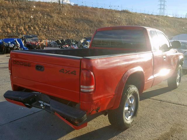 1B7GG22X3YS596818 - 2000 DODGE DAKOTA RED photo 4