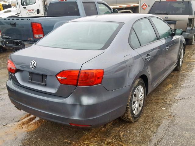 3VW2K7AJ8DM219923 - 2013 VOLKSWAGEN JETTA BASE GRAY photo 4