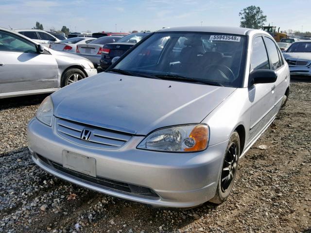 JHMES162X1S003569 - 2001 HONDA CIVIC DX SILVER photo 2