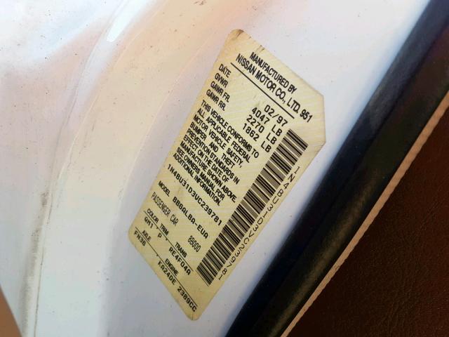 1N4BU31D3VC239781 - 1997 NISSAN ALTIMA XE WHITE photo 10