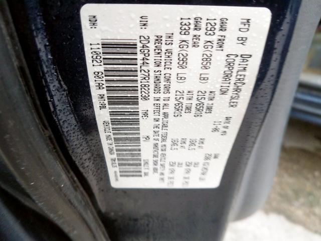 2D4GP44L27R182230 - 2007 DODGE GRAND CARA BLUE photo 10