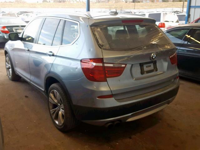 5UXWX7C53CL975857 - 2012 BMW X3 XDRIVE3 SILVER photo 3