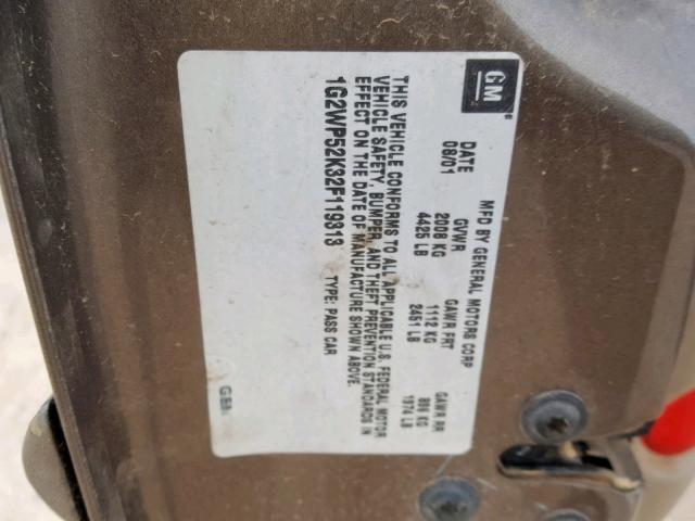 1G2WP52K32F119313 - 2002 PONTIAC GRAND PRIX ყავისფერი ფოტო 10