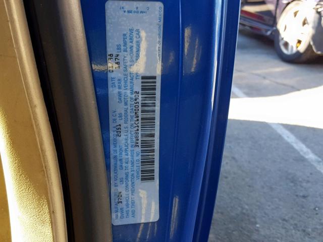 3VWBB61C6WM005902 - 1998 VOLKSWAGEN NEW BEETLE 蓝色 照片 10