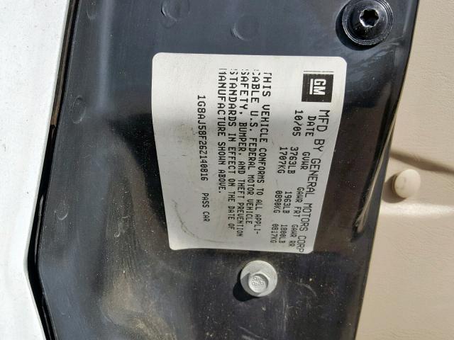 1G8AJ58F26Z140816 - 2006 SATURN ION LEVEL WHITE photo 10