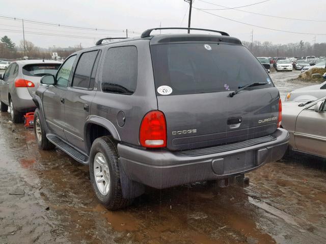 1B4HS48N02F108698 - 2002 DODGE DURANGO SL GRAY photo 3