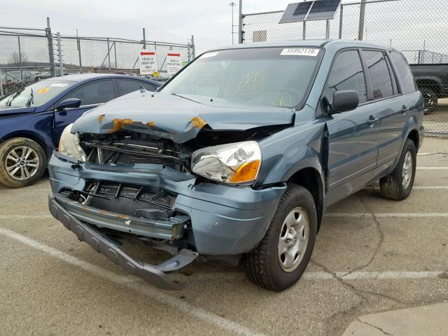 2HKYF18165H543299 - 2005 HONDA PILOT LX SILVER photo 2