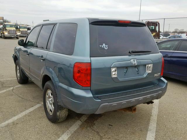 2HKYF18165H543299 - 2005 HONDA PILOT LX SILVER photo 3