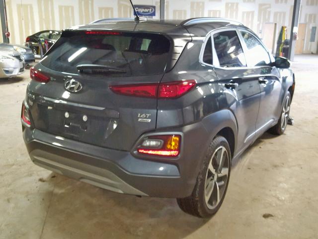 KM8K3CA57JU141343 - 2018 HYUNDAI KONA LIMIT GRAY photo 4