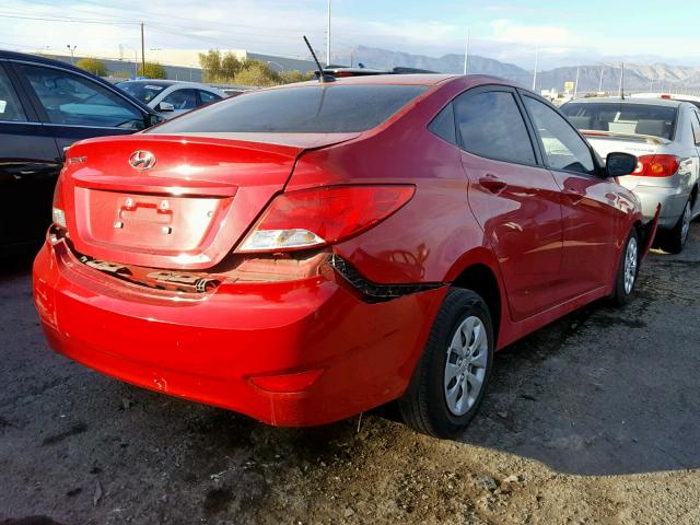 KMHCT4AE0GU100636 - 2016 HYUNDAI ACCENT SE RED photo 4