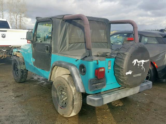 1J4FY29PXVP415530 - 1997 JEEP WRANGLER / TURQUOISE photo 3