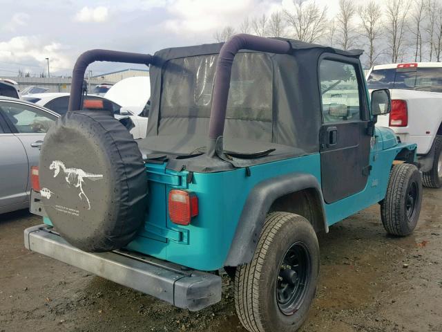 1J4FY29PXVP415530 - 1997 JEEP WRANGLER / TURQUOISE photo 4