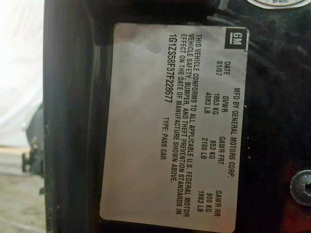 1G1ZS58F37F228677 - 2007 CHEVROLET MALIBU LS 黑色 照片 10