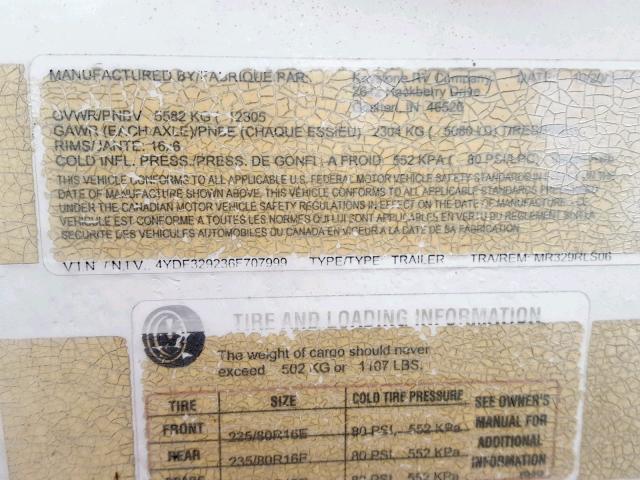 4YDF329236F707999 - 2006 KEYSTONE MONTANA WHITE photo 10