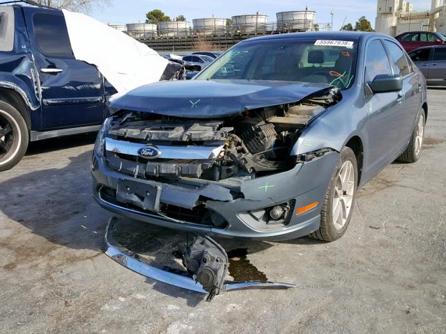 3FAHP0JG3CR354552 - 2012 FORD FUSION SEL BLUE photo 2