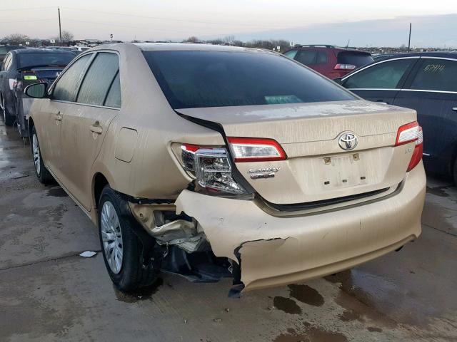 4T1BF1FK6CU079592 - 2012 TOYOTA CAMRY BASE GOLD photo 3