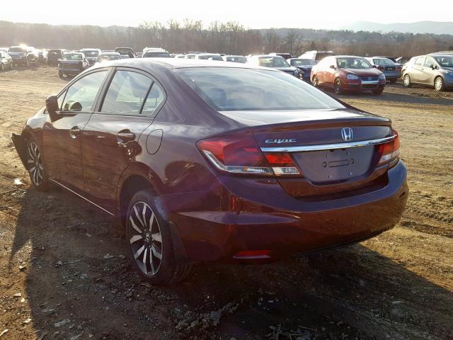 2HGFB2F92FH541630 - 2015 HONDA CIVIC EXL MAROON photo 3