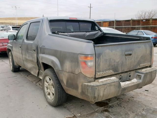 2HJYK16507H536762 - 2007 HONDA RIDGELINE CHARCOAL photo 3