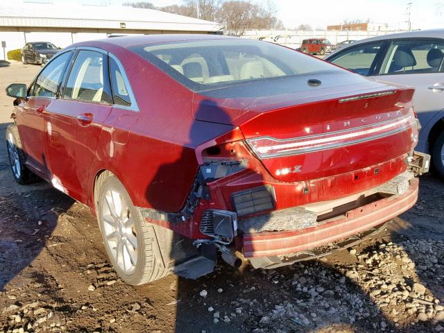 3LN6L2LU3FR612550 - 2015 LINCOLN MKZ HYBRID RED photo 3