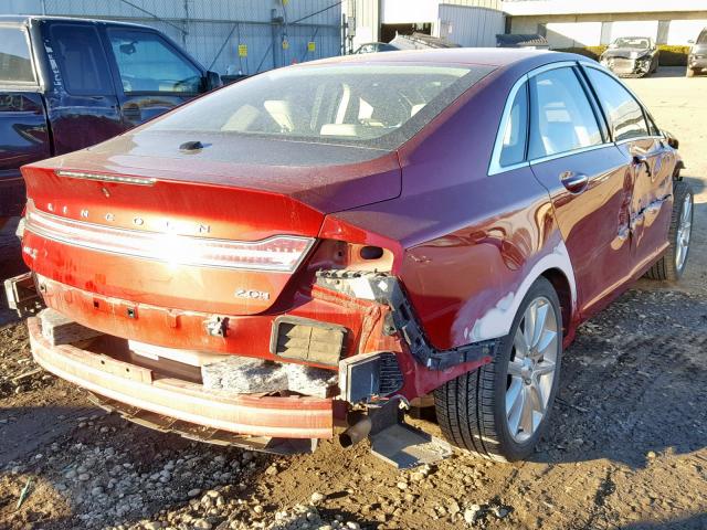 3LN6L2LU3FR612550 - 2015 LINCOLN MKZ HYBRID RED photo 4