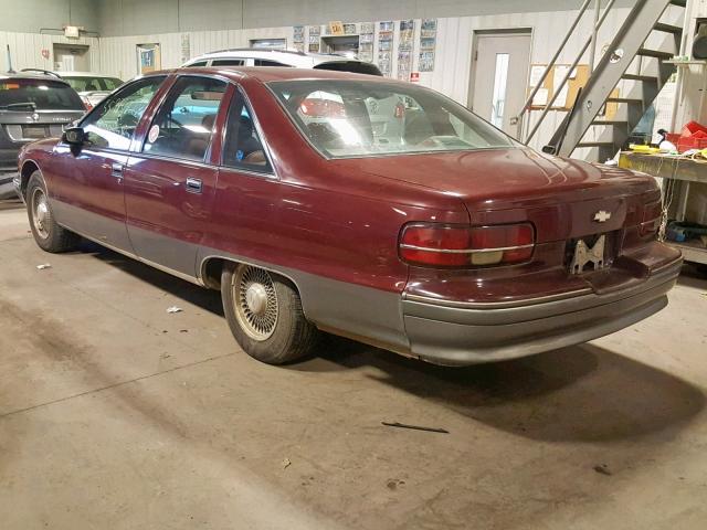 1G1BN53EXNR112489 - 1992 CHEVROLET CAPRICE CL MAROON photo 3