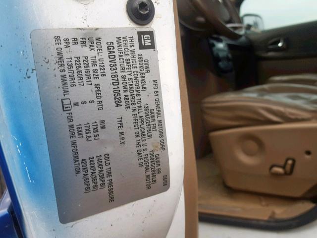 5GADV33187D105284 - 2007 BUICK TERRAZA CX BLUE photo 10