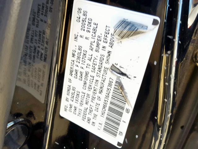 1HGCM66536A053867 - 2006 HONDA ACCORD EX BLACK photo 10