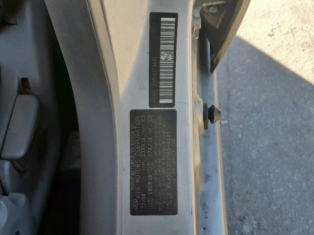 KNADC125856374641 - 2005 KIA RIO SILVER photo 10