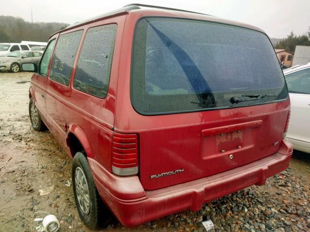 2P4GH4533RR681142 - 1994 PLYMOUTH VOYAGER SE RED photo 3